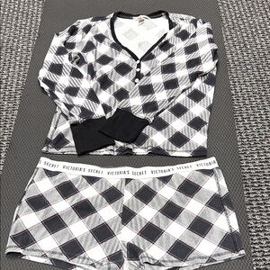 Victoria's Secret Black and White Plaid Pajama Set